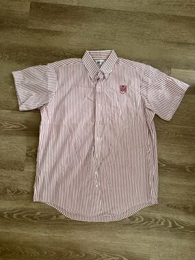 Vintage UPS Men's Short Sleeve Button-Down Shirt - Red Stripe